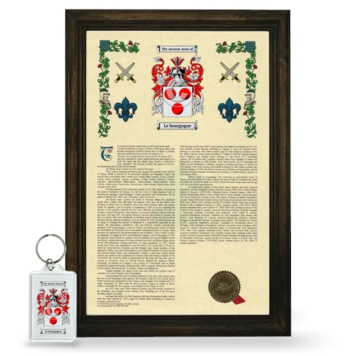 Le bourgogne Framed Armorial History and Keychain - Brown